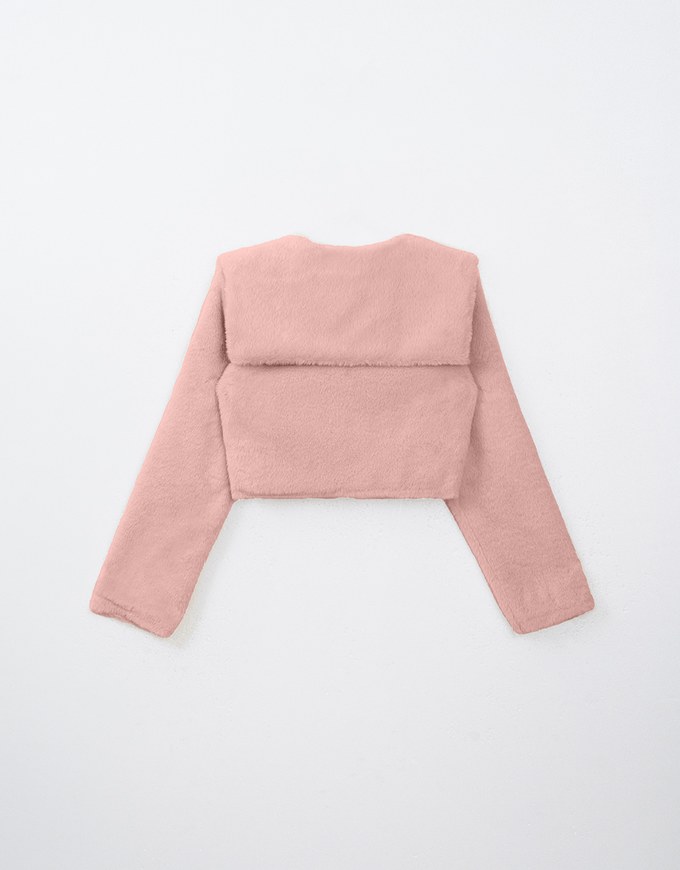 Fluffy Zipper Front Cropped Jacket