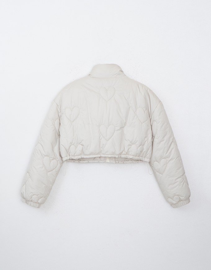 2 Way Reversible Heart Embroidery Cropped Jacket