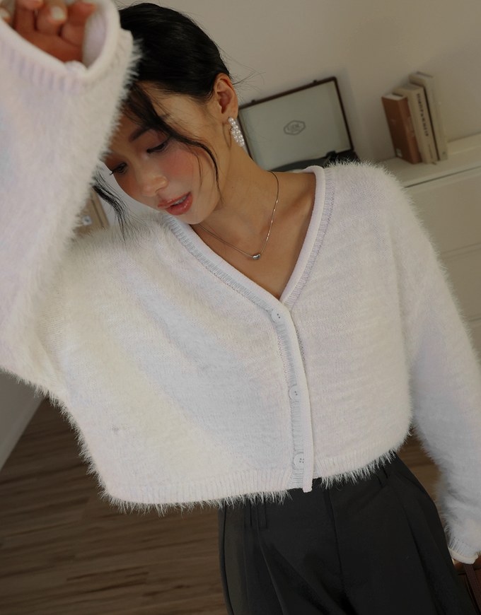 Long Sleeve Mohair Crop Knit Top