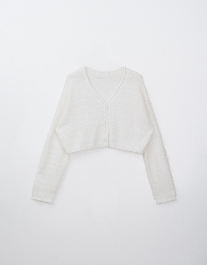 Long Sleeve Mohair Crop Knit Top