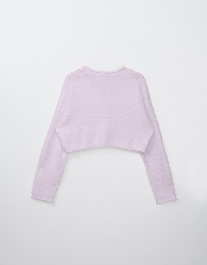 Long Sleeve Mohair Crop Knit Top