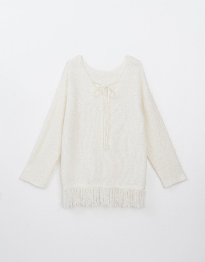 2 Way Fringe Knit Long Top