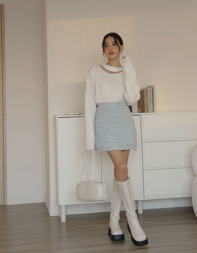 Halter Cutout Oversized Knit Sweater