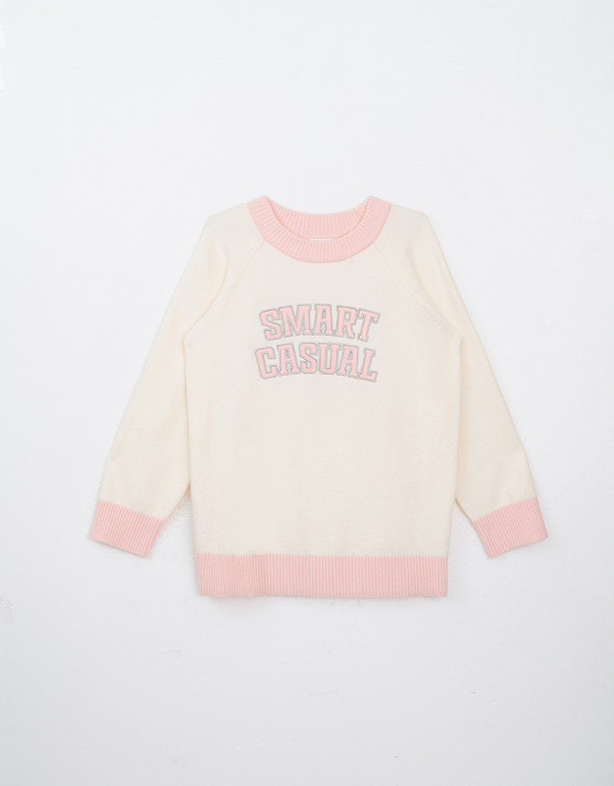 Oversized Letter Printed Colorblock Knit Sweatshirt