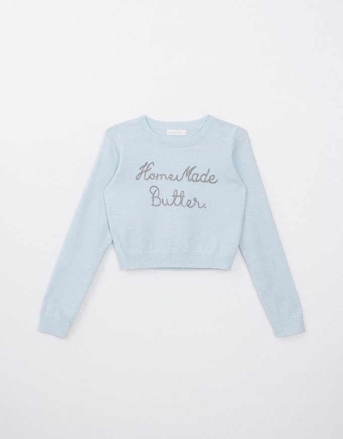 Long Sleeve Letter Printed Crew Neck Knitted Top