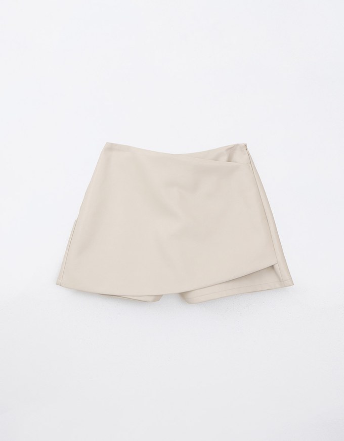 Asymmetric Faux Leather A Line Skort