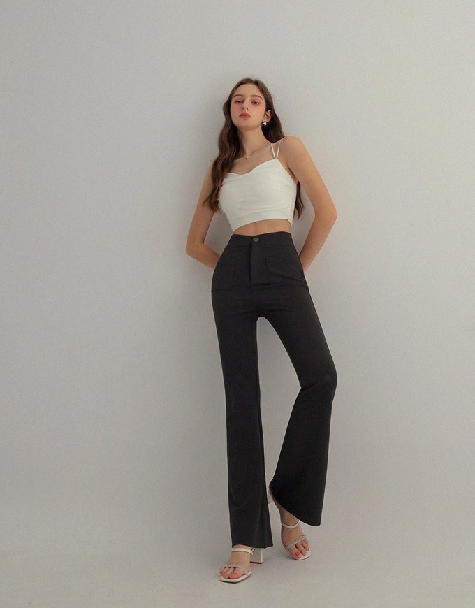 【Stark Minimalism 2.0】High Waisted V Cut Flared Pants