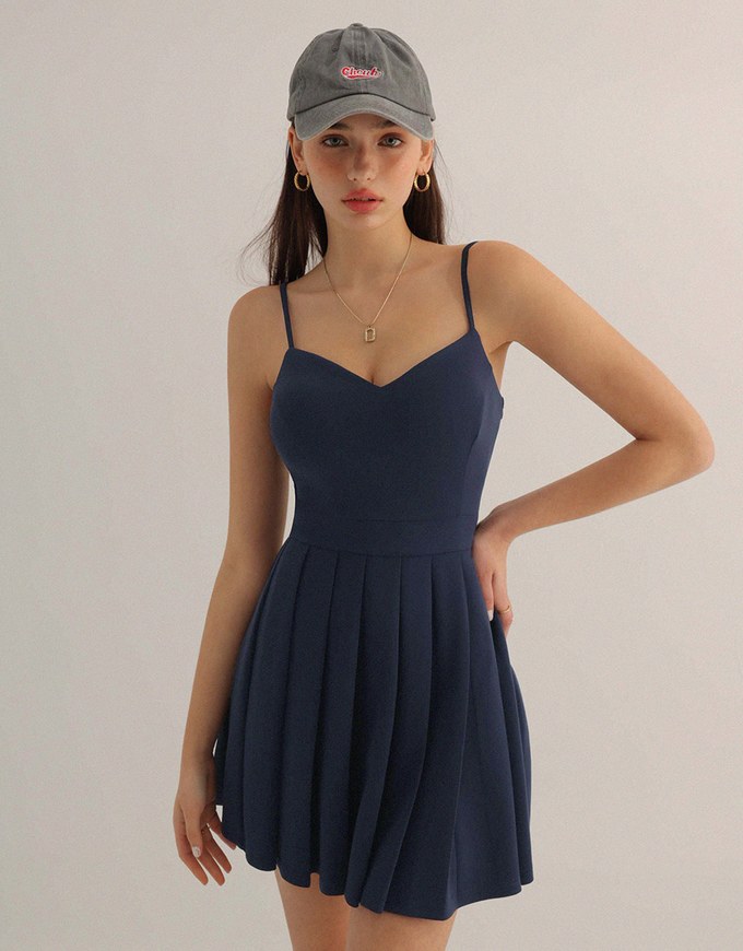 AIRY HOURGLASS Sweetheart Neck Pleated Cami Mini Dress