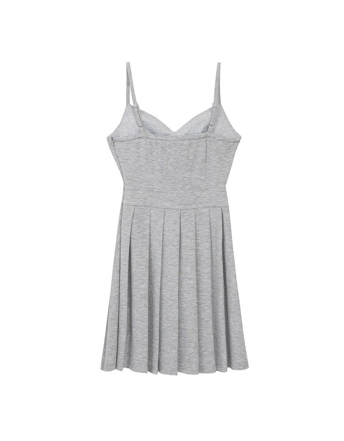 AIRY HOURGLASS Sweetheart Neck Pleated Cami Mini Dress