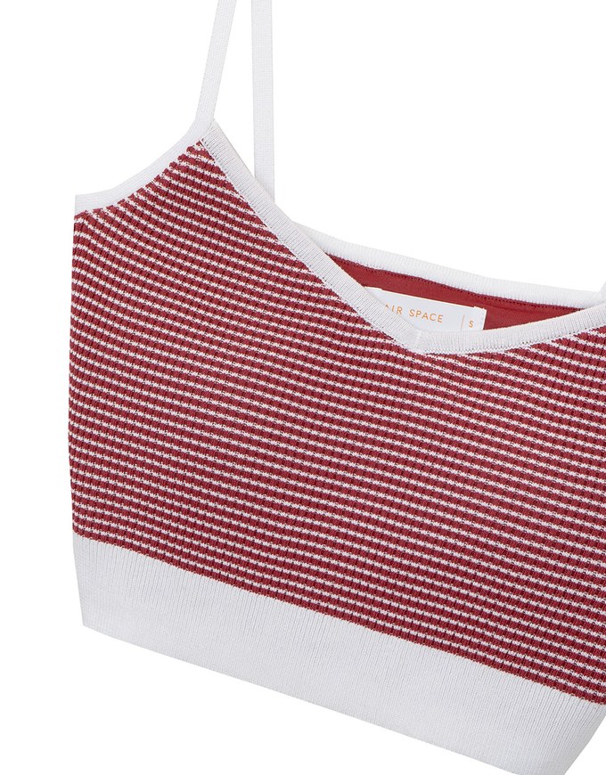 Contrast Trim Striped Knit Padded Cami Top