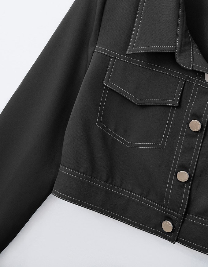 Lightweight Constrast Stitching Button Up Jacket