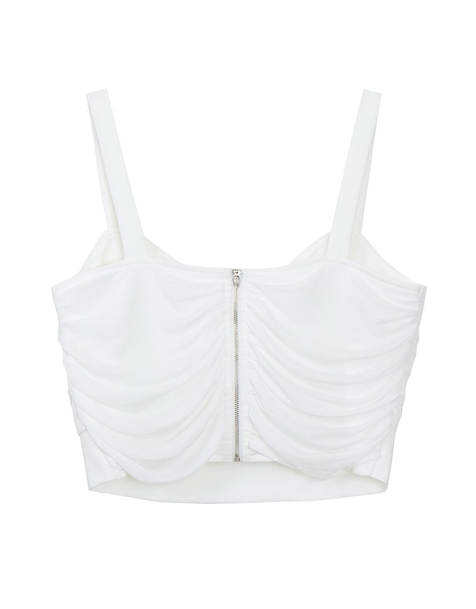 Sexy Mesh Ruched Sweetheart Neck Padded Cami Top