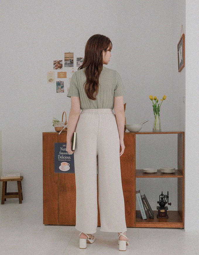 Airy Cool Pleated Straight Leg Wide Pants