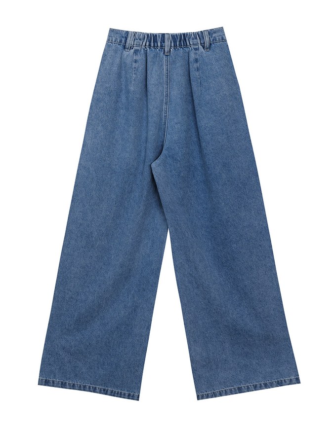 【Den!m LITE】Lightweight Soft Denim Pleated Straight Leg Pants