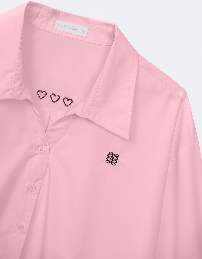 Air Space Logo and Heart Shaped Embroidered Collar Blouse