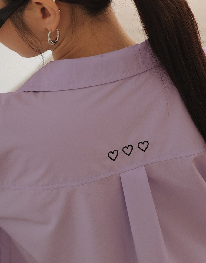 Air Space Logo and Heart Shaped Embroidered Collar Blouse