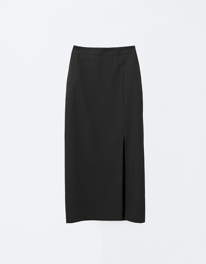 Padded Side Hips Suit Fabric Midi Skirt with Slit Perfect Body Curves