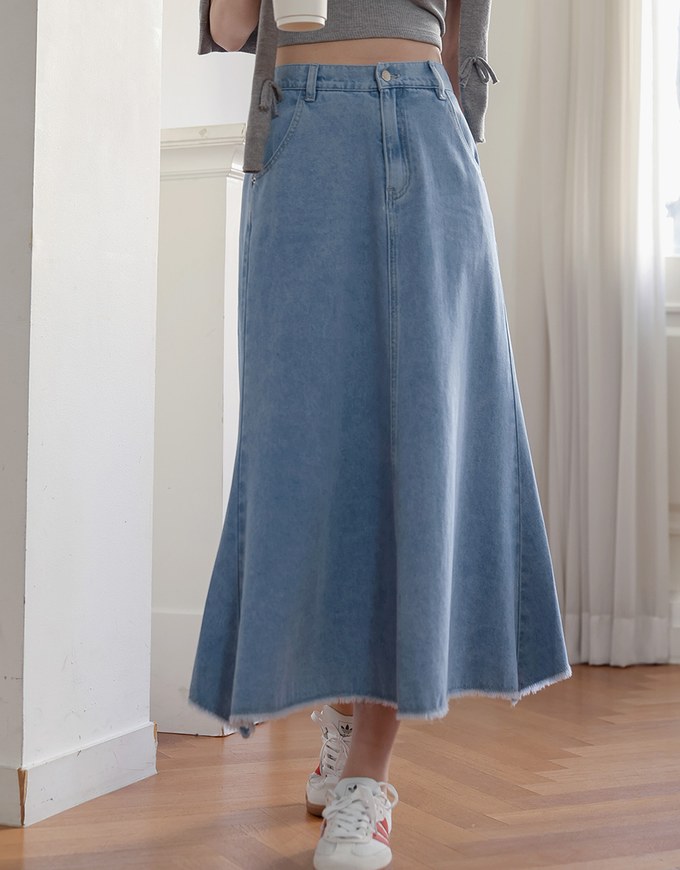 【Den!m LITE】Lightweight Soft Denim Mermaid Maxi Skirt