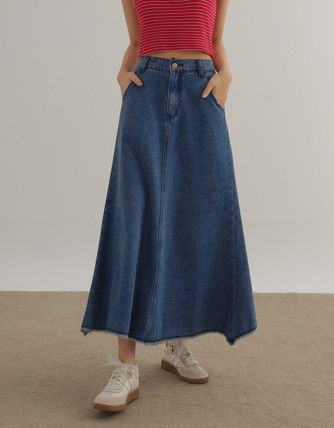 【Den!m LITE】Lightweight Soft Denim Mermaid Maxi Skirt