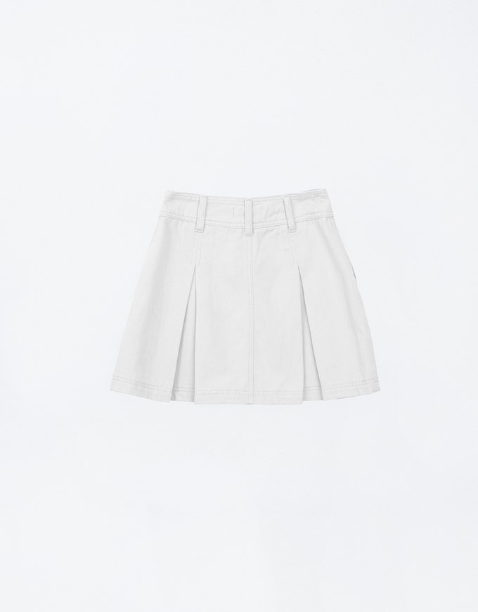 Pleated A Line Jeans Denim Mini Skirt