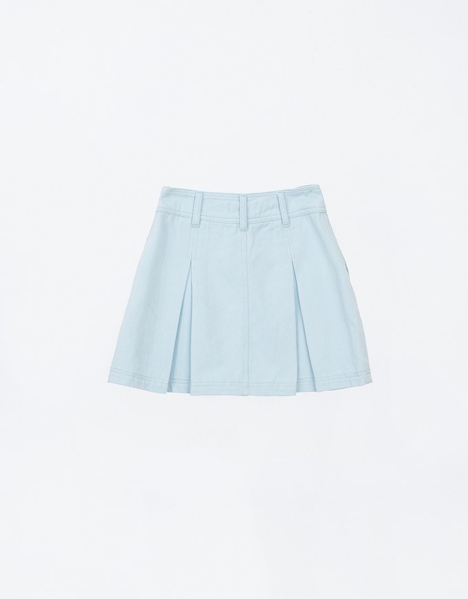 Pleated A Line Jeans Denim Mini Skirt