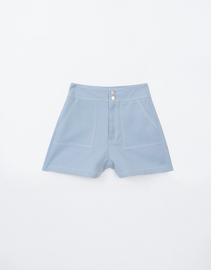 Lightweight Contrast Stitching High Waist Shorts