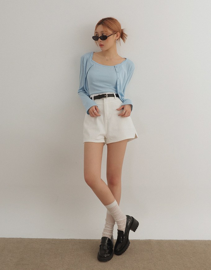 Classic High Waist Jeans Denim Shorts (with Belt)