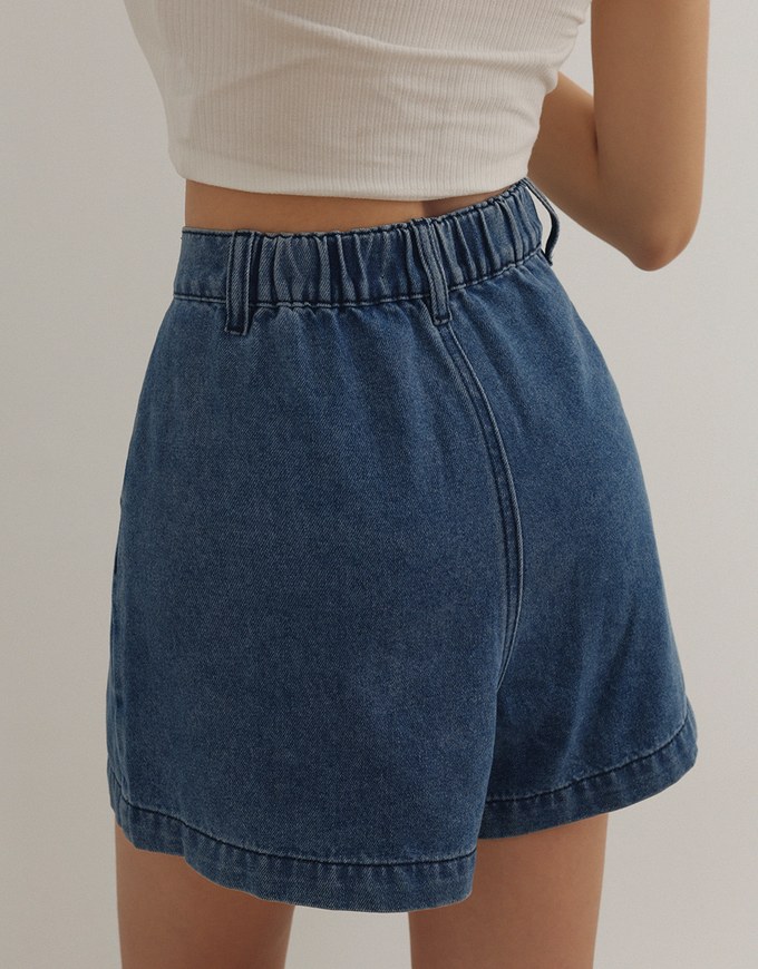 【Den!m LITE】Lightweight Soft Denim Pleated Shorts