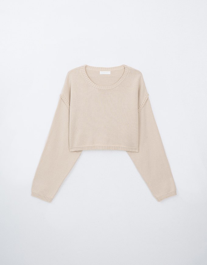 Long Sleeve Loose Fit Seam Detail Knit Top