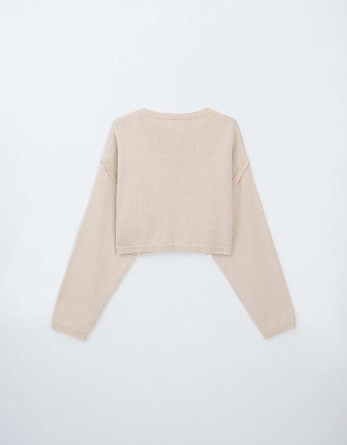 Long Sleeve Loose Fit Seam Detail Knit Top