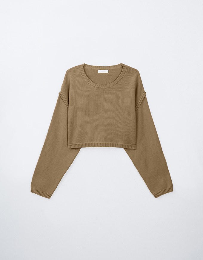 Long Sleeve Loose Fit Seam Detail Knit Top