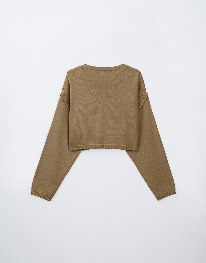 Long Sleeve Loose Fit Seam Detail Knit Top