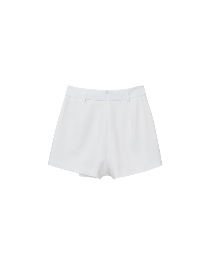 High Waist Plain Pleated Skort