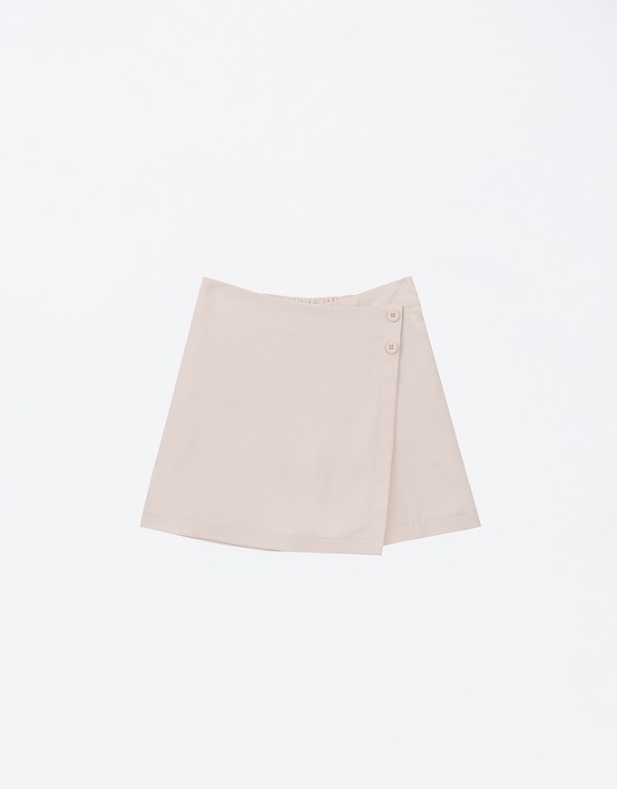 Asymmetric Front Side Button Skort