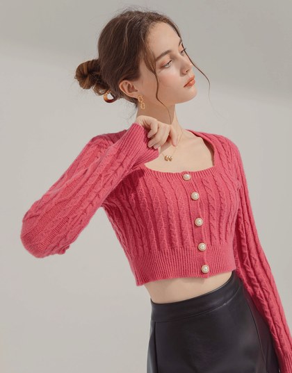 Square Neck Twist Cropped Top