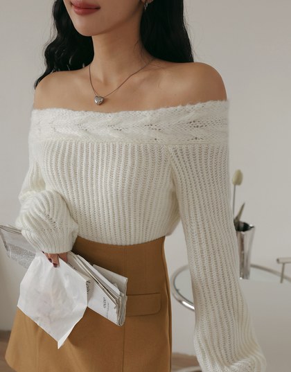 Off Shoulder Twisted Sweater