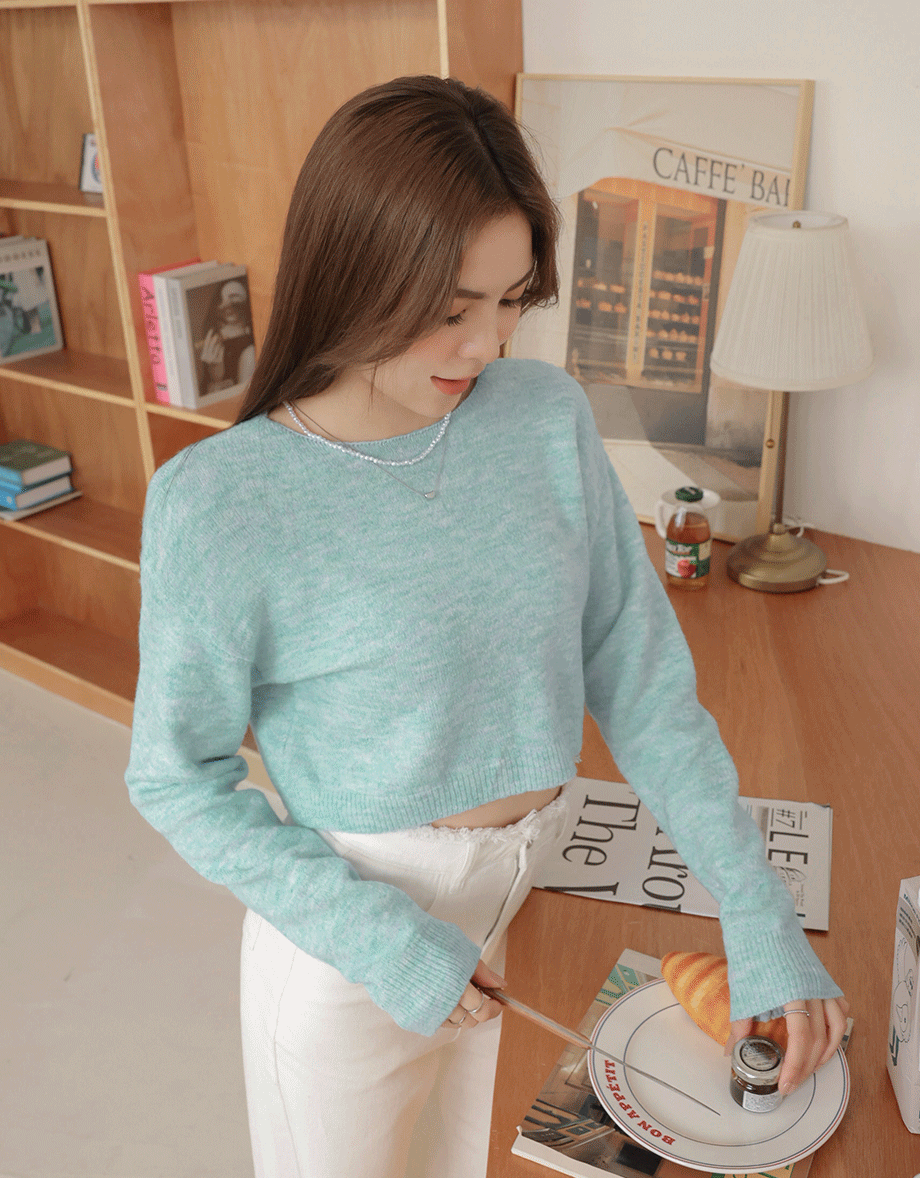 Pastel Color Crop Knit Top