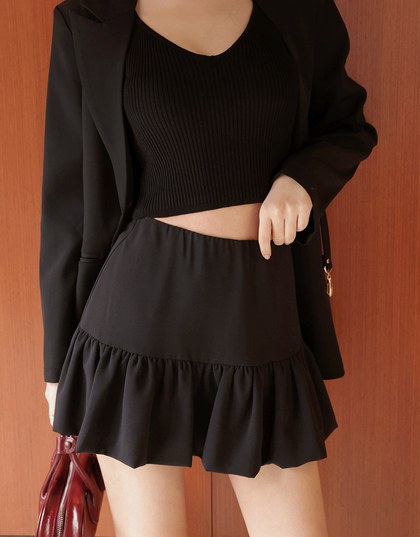 A Line Puffy Balloon Mini Skirt