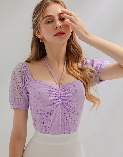 Embroidered Tie Strap Top