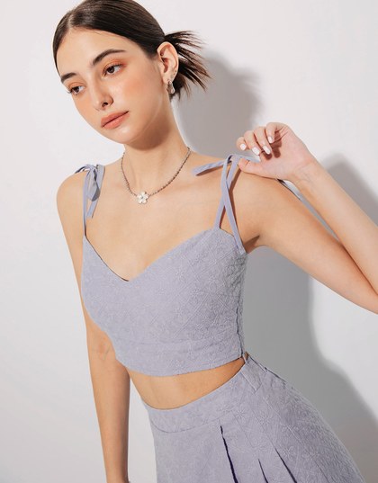 Petal Textured Spaghetti Strap Cami Padded Top