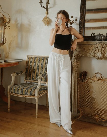 Comfy Draped Drawstring Long Pants