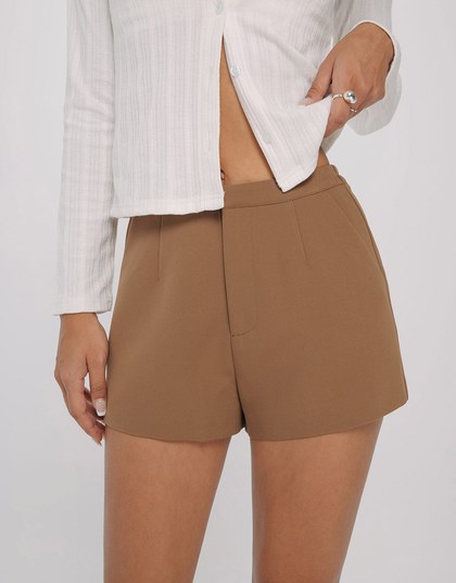 Minimalist Concealed Placket Suit Shorts