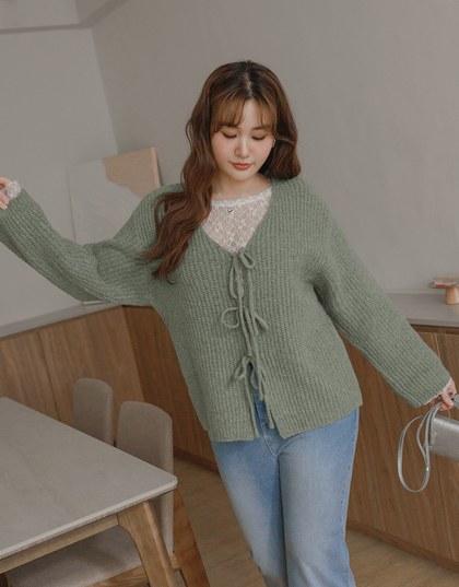 2 Way Long Sleeve Knit Cardigan with Bow Design