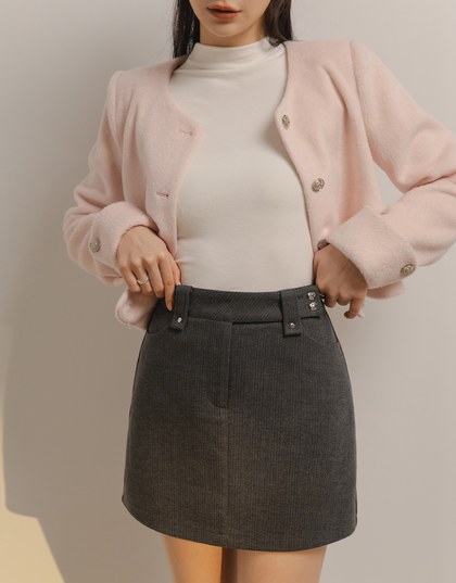 Sophisticated Straight Wool Mini Skirt