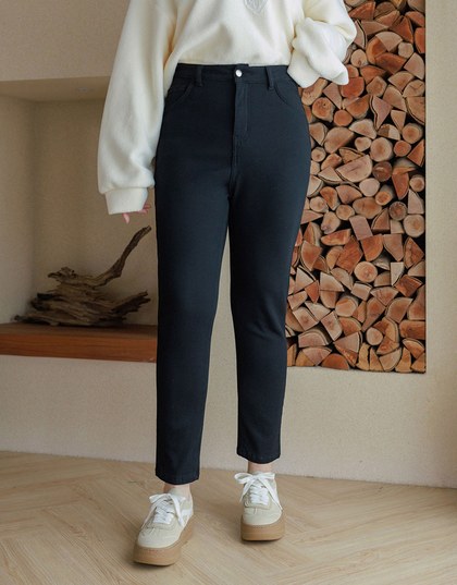 High Waist Abrasion Resistant Skinny Black Trousers