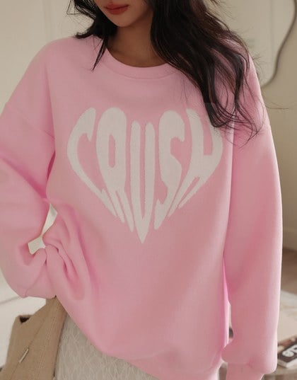 Oversized Letter Embroidered Crew Neck Sweater