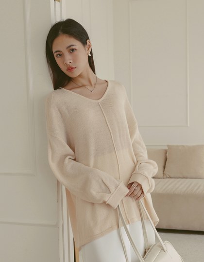 Solid Color Knit Oversized Sweater