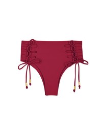 High-Waisted Side Lace-Up Shirred Back Bikini Bottom