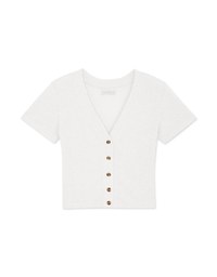 Semi-Sheer Buttoned Fine Knit Top