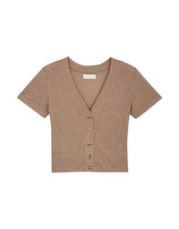 Semi-Sheer Buttoned Fine Knit Top